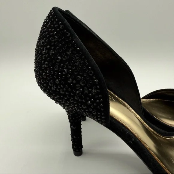 COACH Camille Heels Black Suede Rhinestone Pointed Toe Pumps 6.5 - Picture 16 of 16